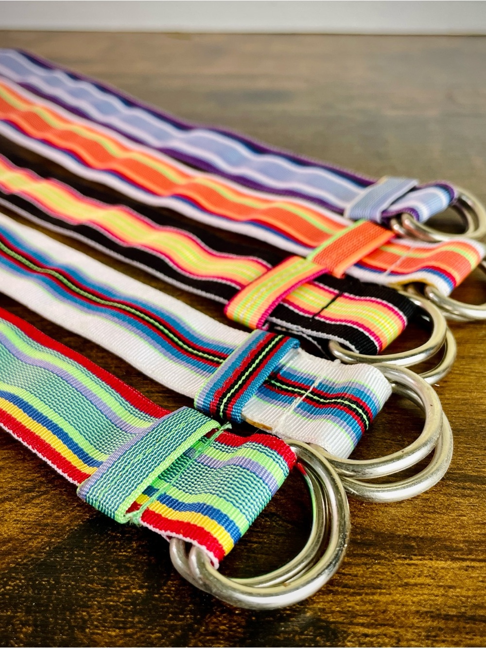 Colorful Striped Fabric Ribbon Watch Band Bracelet Set - Rainbow Stripes